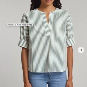 Frame v-neck striped top